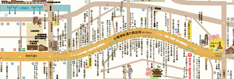 小樽堺町通り商店街 写真 ロケ地 小樽堺町通り商店街map