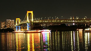 屋形船　レインボーブリッジ　夜景　微速度撮影　横浜