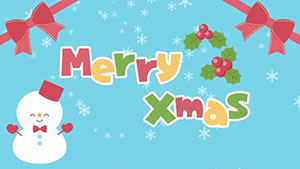 飾り 雪だるま 文字 ロゴマーク 雪 CG 動画 アニメーション ループ動画 カラーイメージ 横位置 クリスマス 繰り返し 2016年 かわいい